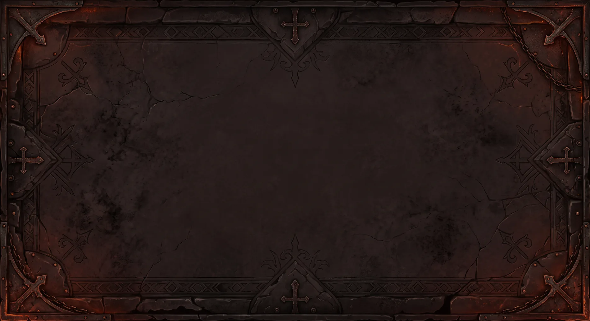 Gothic ARPG interface frame with integrated skull close button
